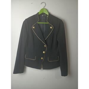Simply Chloe Dao Black Gold Button Double Pocket Blazer Small Classic Old Money